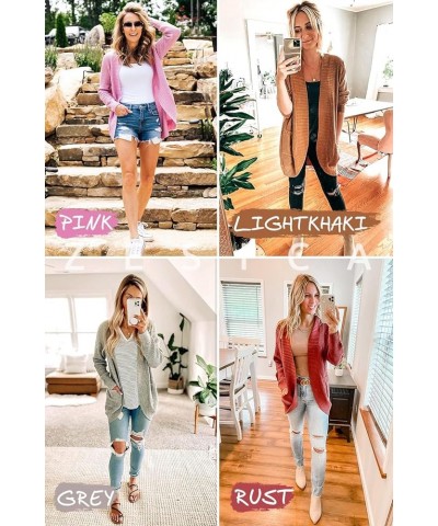 Women's 2024 Fall Winter Long Sleeve Open Front Casual Lightweight Soft Knit Cardigan Sweater Outerwear Apricot $22.94 Sweaters