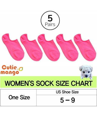 Women's Colorful Bright Neon No-Show Ankle Sneaker Low Cut Vivid Color Crazy Fun Cotton Novelty Casual Socks 5 Pairs_neon Pin...