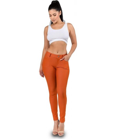 Jean Look Jeggings for Women Denim Womens Stretch Skinny with Pockets Cotton Blend Capri and Full Length Rust $17.64 Leggings