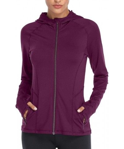 Women's Full Zip Up Workout Hoodie Athletic Running Track Jacket Small Vent Purple $17.15 Jackets