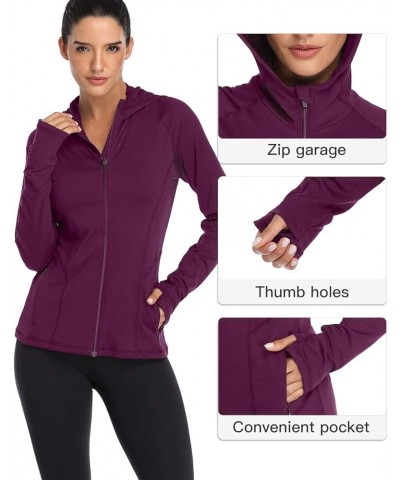 Women's Full Zip Up Workout Hoodie Athletic Running Track Jacket Small Vent Purple $17.15 Jackets