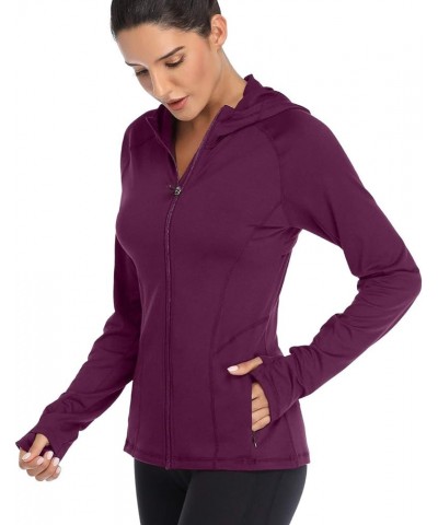 Women's Full Zip Up Workout Hoodie Athletic Running Track Jacket Small Vent Purple $17.15 Jackets