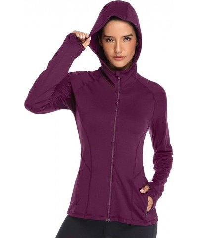 Women's Full Zip Up Workout Hoodie Athletic Running Track Jacket Small Vent Purple $17.15 Jackets