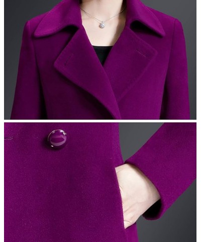 Women's Elegant Solid Color Mid-Length Thicken Warm Wool Blend Coat Dark Purple $45.12 Coats