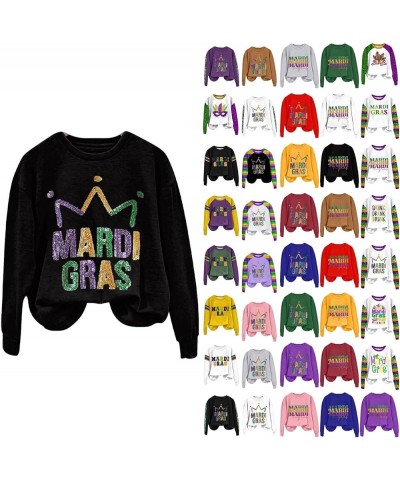 Mardi Gras Shirts for Women Fat Tuesday Sweatshirt New Orleans Carnival Party Day Shirt Casual Long Sleeve Tops 02- navy $7.5...