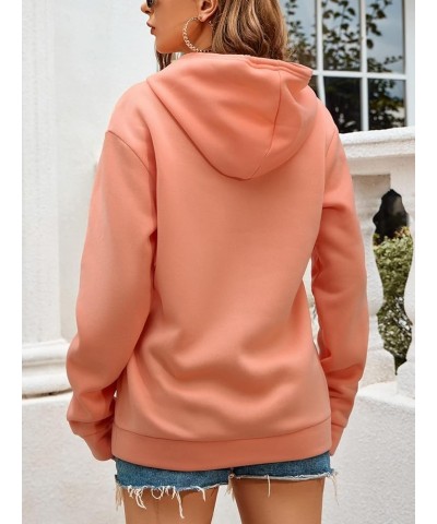 Women's Casual Heart Graphic Long Sleeve Pocket Pullover Hoodie Thermal Lined Hooded Sweatshirt Coral Orange $15.95 Hoodies &...