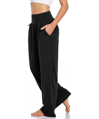 Straight Leg Sweatpants for Women Trendy Loose fit Yoga Sweatpants Comfy High Waisted Lounge Flowy Pants 02-black $11.79 Jeans