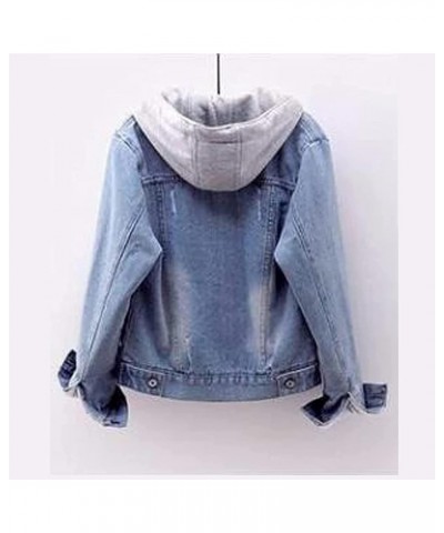 Jean Jacket Women Fleece Lined Winter Denim Jacket with Hood Oversized Hoodie Long Sleeve Trucker Jacket Coat Blue $10.69 Jac...