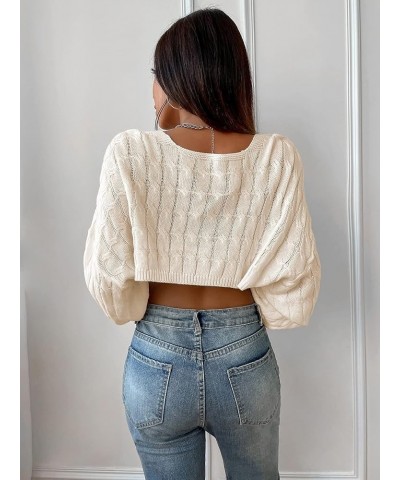 Women's Long Sleeve Open Front Knit Crop Cardigan Sweater Apricot $17.10 Sweaters