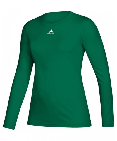 Women's 12H6 Creator Climalite Long Sleeve Crew Neck Tee Kelly Green | White $16.56 Activewear