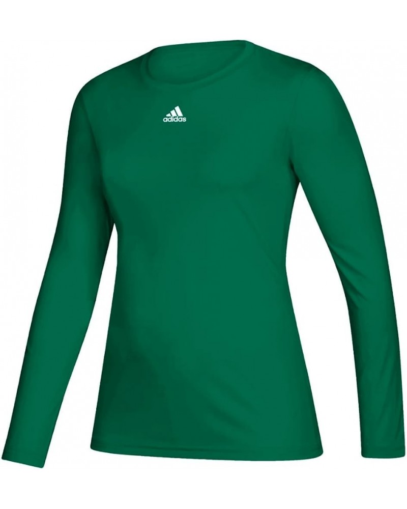 Women's 12H6 Creator Climalite Long Sleeve Crew Neck Tee Kelly Green | White $16.56 Activewear