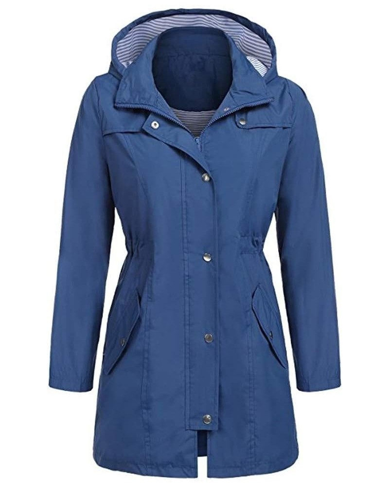 Rain Jacket Women Outdoor Jackets Waterproof Windproof Hooded Raincoat Lightweight Packable Outwear Overcoat Deep Blue $10.03...