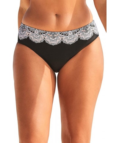 Women's Plus Size Hipster Swim Brief Black White Lace Print $16.26 Swimsuits