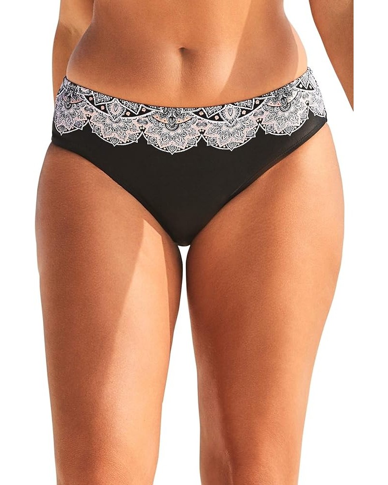 Women's Plus Size Hipster Swim Brief Black White Lace Print $16.26 Swimsuits