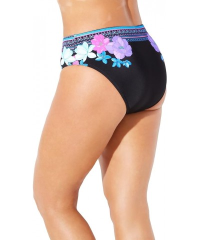 Women's Plus Size Hipster Swim Brief Black White Lace Print $16.26 Swimsuits