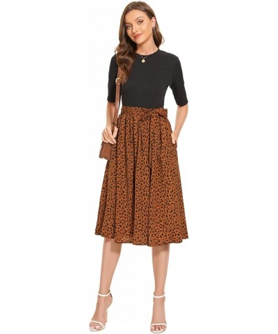 Womens Modest Half Sleeve Ribbed Midi Casual Work Dress with Pockets Bzbd $17.39 Dresses