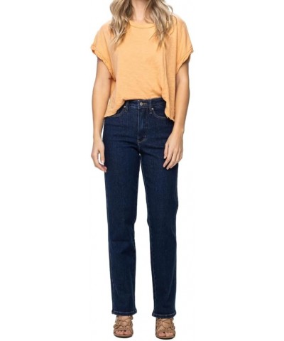 High Waist Tummy Control Classic Straight Jeans Blue $33.39 Jeans