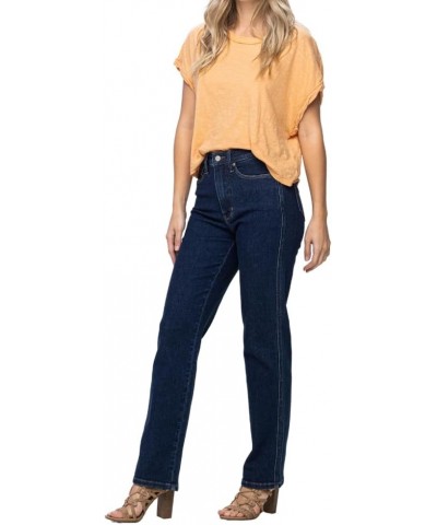 High Waist Tummy Control Classic Straight Jeans Blue $33.39 Jeans