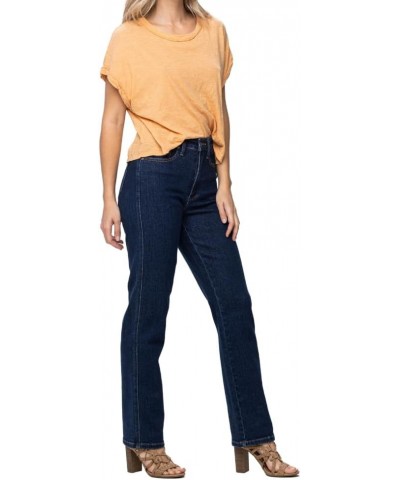 High Waist Tummy Control Classic Straight Jeans Blue $33.39 Jeans