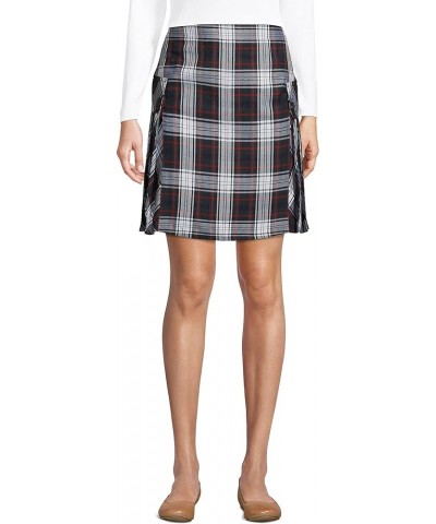 School Uniform Young Women's Side Pleat Plaid Skort Above The Knee Evergreen/White Plaid $18.64 Uniforms