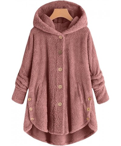 Women's Fashion Fuzzy Fleece Jacket Fluffy Hooded Baggy Faux Sherpa Open Front Teddy Coat Outerwear with Pocket 1532-arfbcx-p...