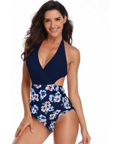 One Piece Swimsuits for Women Bathing Suits Cutout Swimwear Monokini Back Ties Azure $11.19 Swimsuits