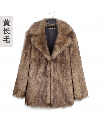 Ladies Faux Fur Coat Women's Thick Outerwear Cardigan Long Sleeves Fleece Jacket Lapel Collar Faux Fur Fluffy Coat Brown $22....