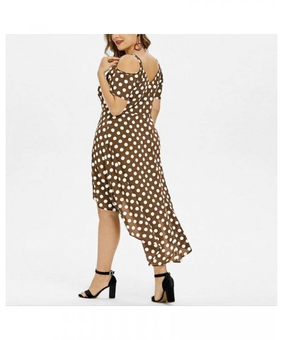 Womens Plus Size Polka Dot Print Midi Dress Button Lace-Up Waist V-Neck Flowy Loose Elegant Casual Summer Dress Khaki $13.51 ...