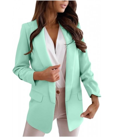 Black Blazers for Women Business Casual Long Sleeve Jackets Fashion Solid Color Lapel Collar Formal Suit Jackets 06-mint Gree...