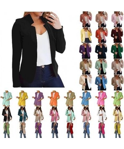 Black Blazers for Women Business Casual Long Sleeve Jackets Fashion Solid Color Lapel Collar Formal Suit Jackets 06-mint Gree...