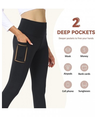 Fleece Lined Leggings for Women – High Waisted Winter Warm Yoga Pants Workout Tummy Control Thermal Warm Leggings 2 Pockets B...