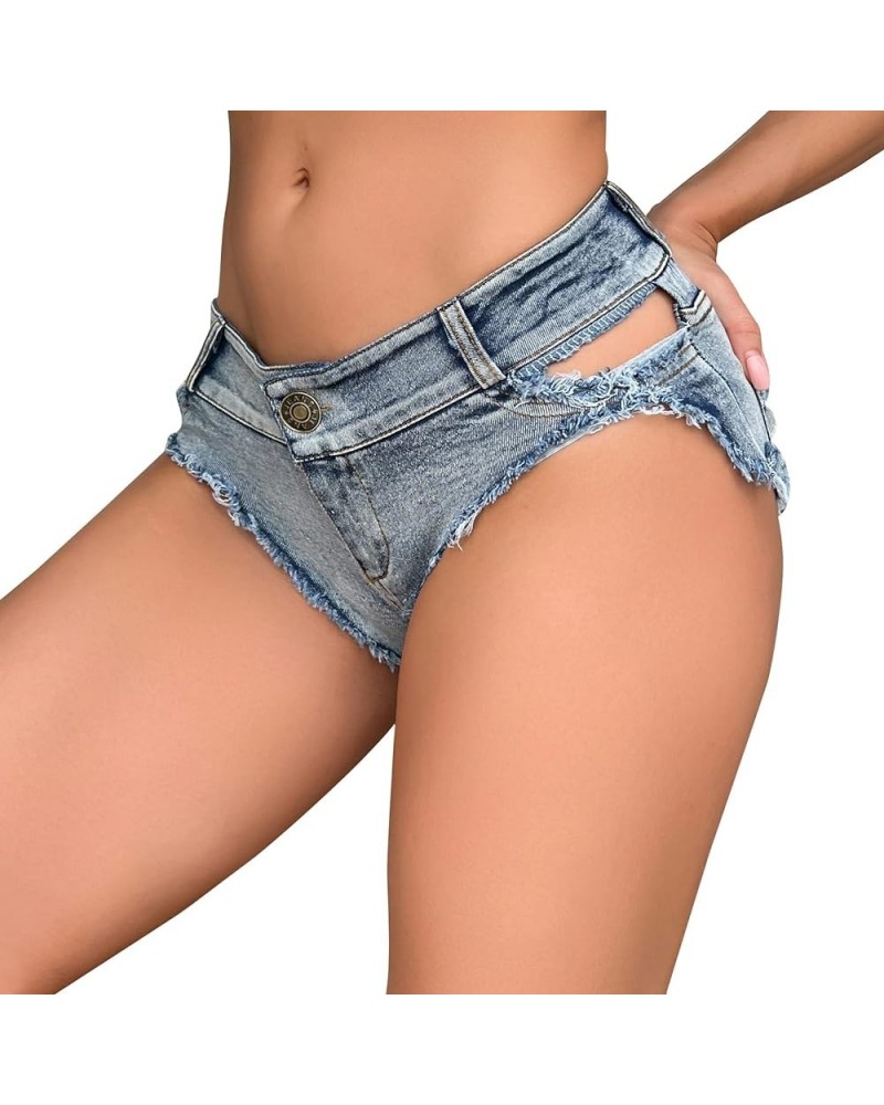 Sexy Women's Low Rise Stretch Mini Denim Shorts Hot Pants Beach Party Clubwear Dys006 Light Blue $11.51 Shorts