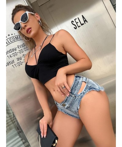 Sexy Women's Low Rise Stretch Mini Denim Shorts Hot Pants Beach Party Clubwear Dys006 Light Blue $11.51 Shorts