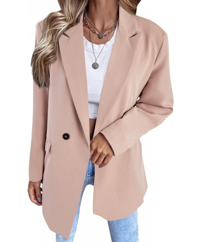 Womens Oversized Blazers Casual Open Front Long Sleeve Lapel Solid Color Button Work Office Business Blazer Jacket Pink $27.3...