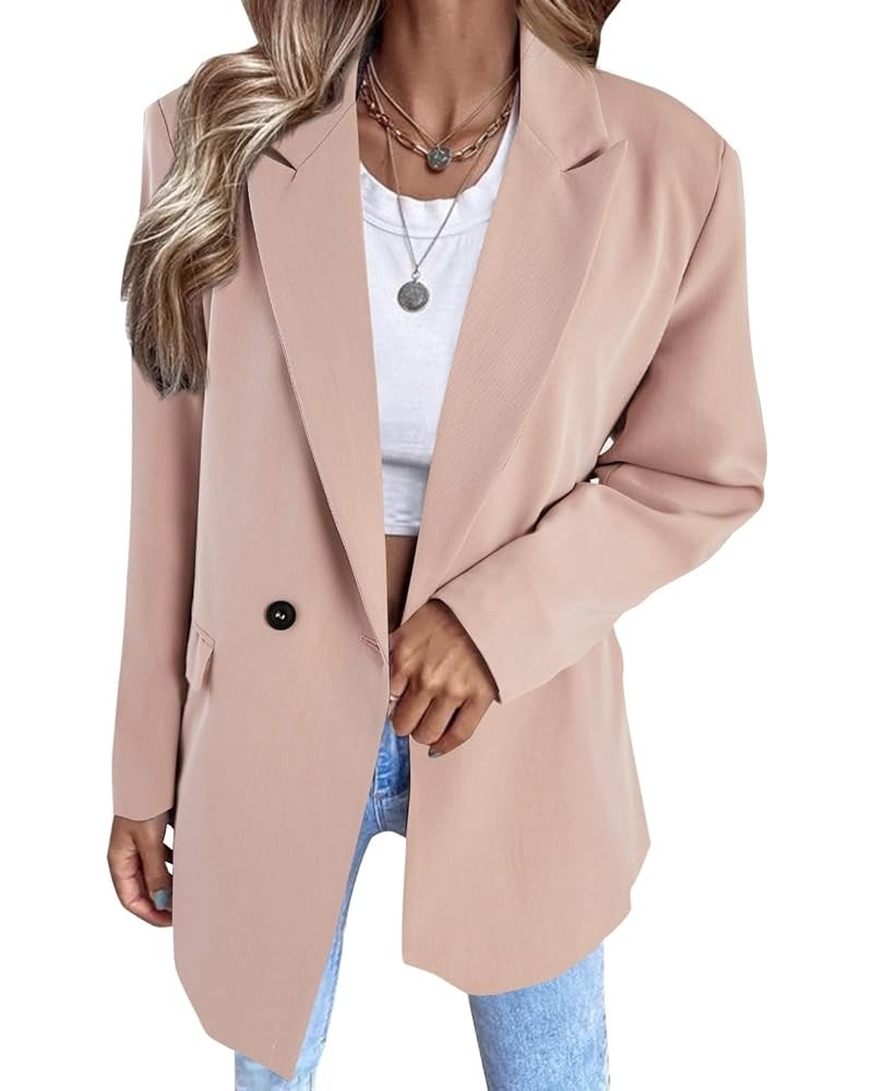 Womens Oversized Blazers Casual Open Front Long Sleeve Lapel Solid Color Button Work Office Business Blazer Jacket Pink $27.3...