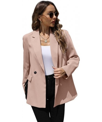 Womens Oversized Blazers Casual Open Front Long Sleeve Lapel Solid Color Button Work Office Business Blazer Jacket Pink $27.3...