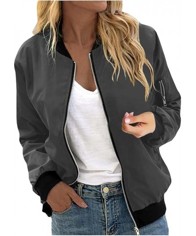 Women's Bomber Jacket Casual Coat Zip Up Outerwear Lightweight Fall Jackets Windbreaker Tops with Pockets 02gray $7.41 Jackets