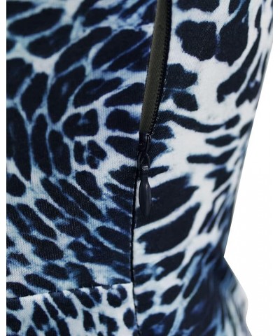 Women's Classic 3/4 Sleeve V Neck Sheath Casual Party Work Faux Black Wrap Dress Blue Leopard $15.01 Dresses