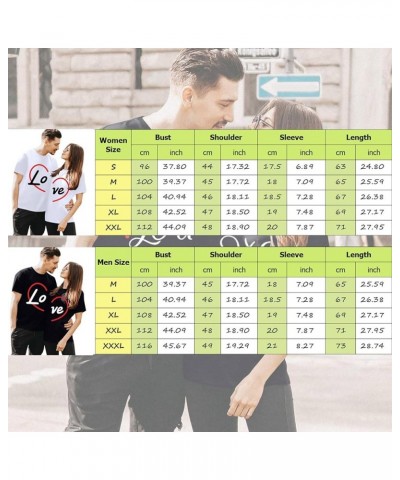 Couples Matching Shirts for Him and Her Novelty Short Sleeve Lo Ve Print Clothes Tops Looes Fit Valentine's Day Gift Tops Wom...