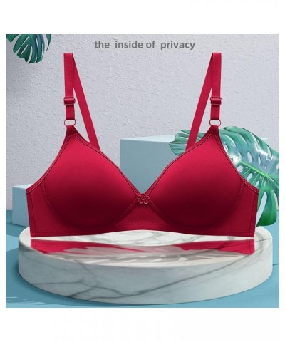 Womens Sports Bras Plus Size Comfortable Bras (2PC) Wire Free Underwear Bra Lightly Bra, Full-Coverage Stretch Bra Red-1 $4.2...