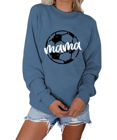 Soccer Mom Sweatshirt Women Letter Print Long Sleeve Pullover Tops Vintage Soccer Graphic Sports Sweatshirts Z4-blue $12.42 H...