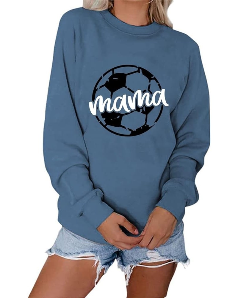 Soccer Mom Sweatshirt Women Letter Print Long Sleeve Pullover Tops Vintage Soccer Graphic Sports Sweatshirts Z4-blue $12.42 H...