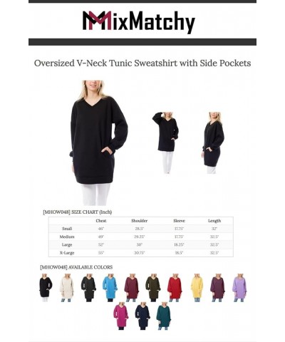 Women's Casual Oversized Loose Fit Crew/V Neck Fleece Pullover Tunic Sweatshirts with Pockets S~3X A Dusty Banana $14.74 Hood...