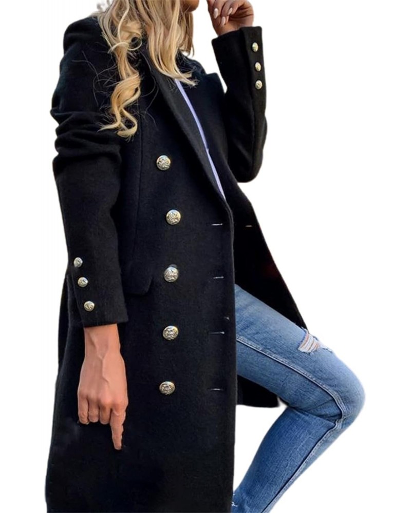 Waterproof Jackets Women Long Sleeve Wool Coat Pure Color Breathable Turn-down Collar Double-breasted Women Overcoat Outerwea...