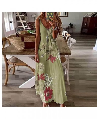 Summer Dresses for Women 2023 Trendy Casual Boho Plus Size Dress Floral Printed V Neck Flowy Long Maxi Sundress A2-green $9.3...