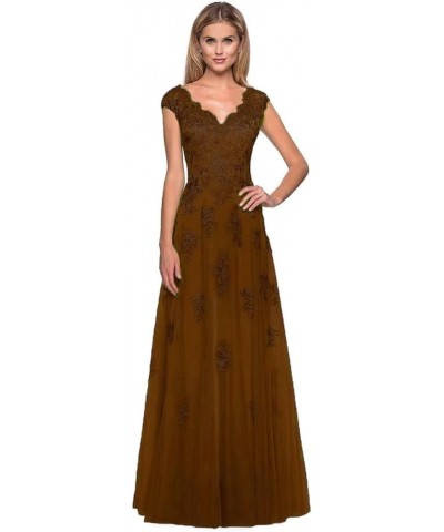 V-Neck Tulle Mother of Bride Dresses with Pockets A-line Mother of The Groom Dresses Formal Wedding Guests Dresses Brown $32....