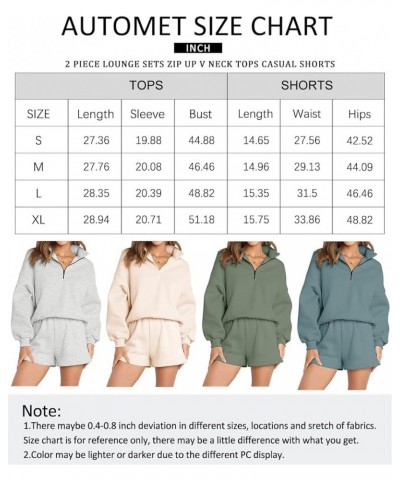 Women's Oversized 2 Piece Lounge Matching Sets Half Zip Sweatshirts Sweatsuit Brown $20.39 Sleep & Lounge