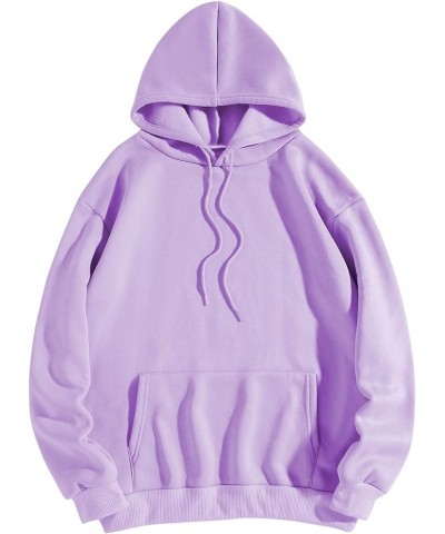 Women's Graphic Long Sleeve Thermal Hoodie Kangaroo Pocket Drawstring Sweatshirt Lilac Purple $11.13 Hoodies & Sweatshirts