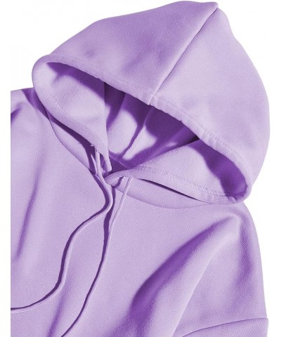 Women's Graphic Long Sleeve Thermal Hoodie Kangaroo Pocket Drawstring Sweatshirt Lilac Purple $11.13 Hoodies & Sweatshirts