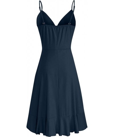 Women's Sexy Summer Dresses Dress Beach Knee Length Dress Adjustable Sling Dress Trendy Dresses 2023 B-navy $11.16 Dresses